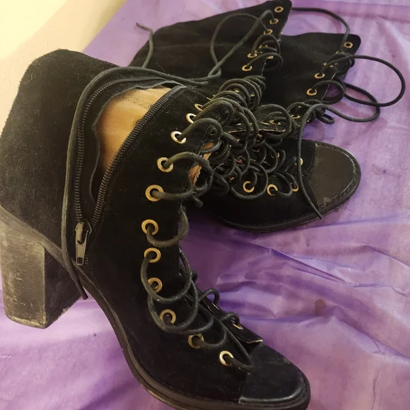 Jeffrey Campbell Black Lace-Up Boots - Picture 11 of 11